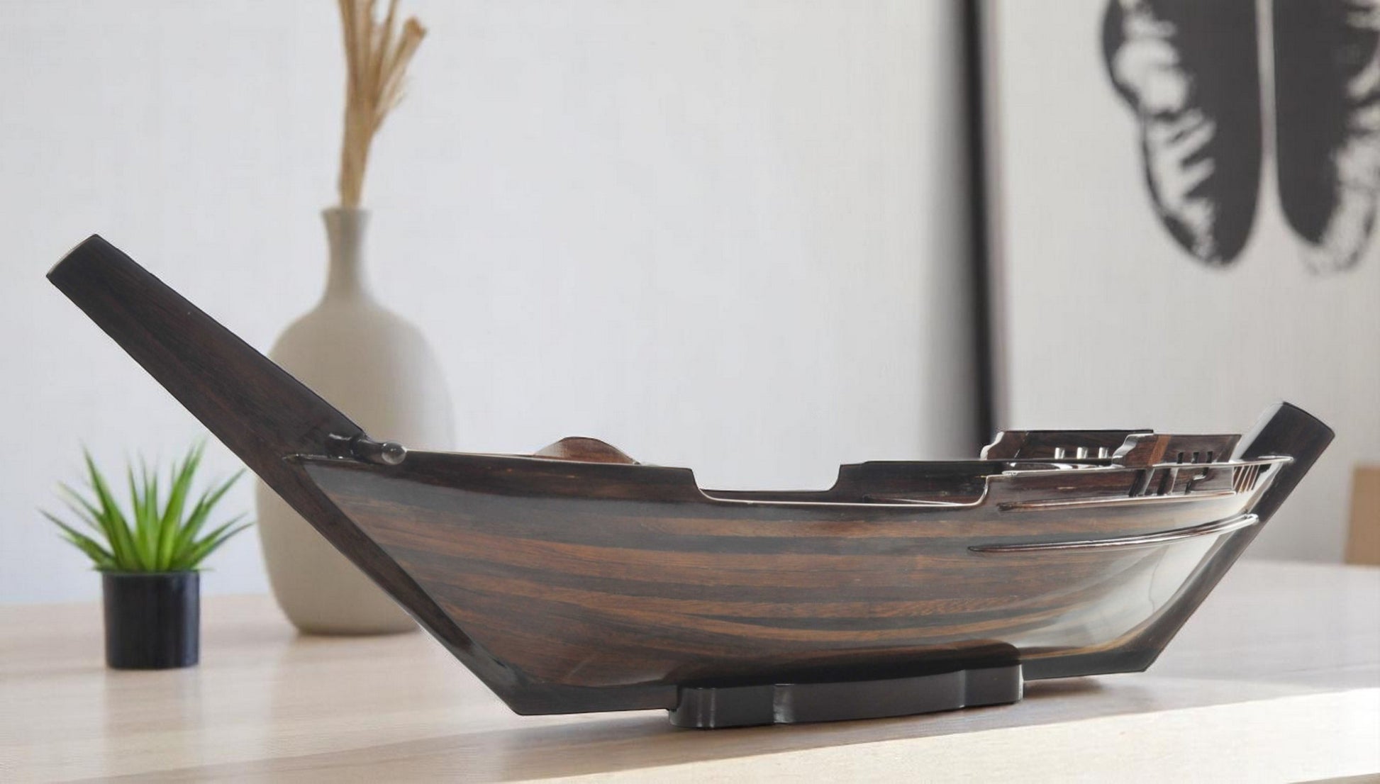 6" Dark Brown Novelty Wood Serving Tray With Handles - Loft&Timber