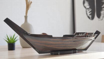 6" Dark Brown Novelty Wood Serving Tray With Handles - Loft&Timber