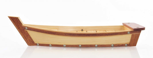 17" Natural and Brown Wood Sushi Boat Serving Tray - Loft&Timber