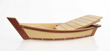 17" Natural and Brown Wood Sushi Boat Serving Tray - Loft&Timber