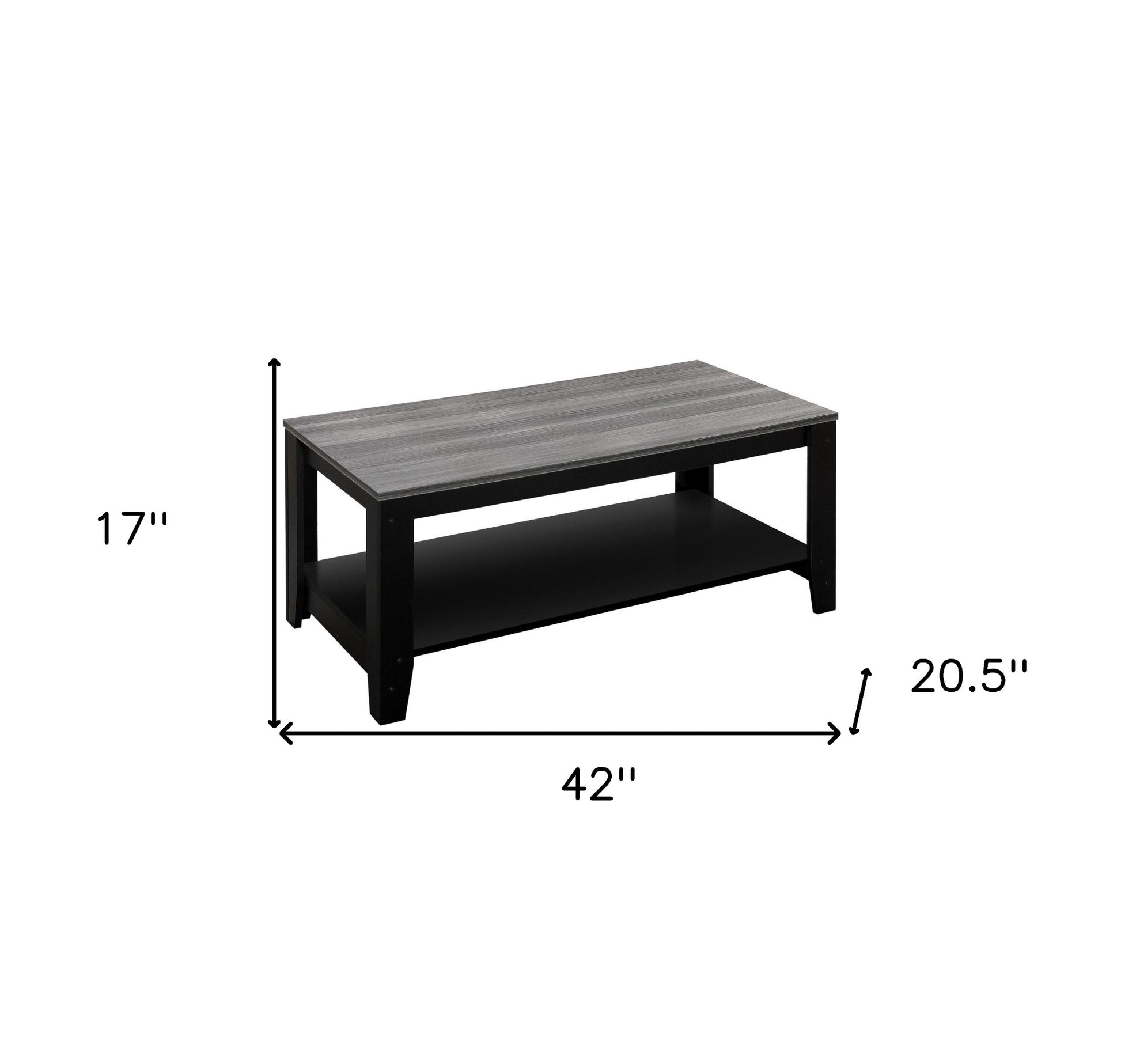 Set of Three 42" Gray And Black Coffee Table With Shelf - Loft&Timber