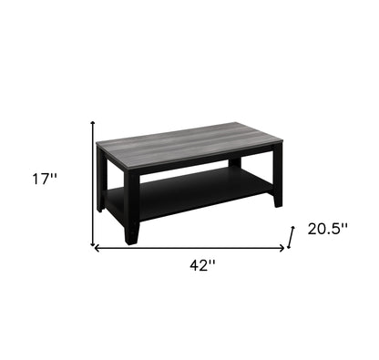 Set of Three 42" Gray And Black Coffee Table With Shelf - Loft&Timber