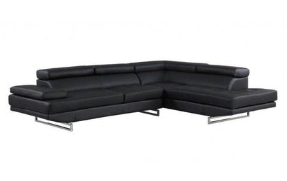 Black Leather L Shaped Two Piece Corner Sectional - Loft&Timber
