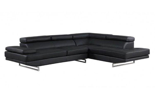 Black Leather L Shaped Two Piece Corner Sectional - Loft&Timber