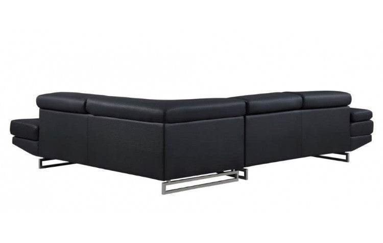 Black Leather L Shaped Two Piece Corner Sectional - Loft&Timber
