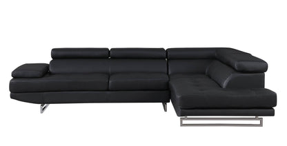 Black Leather L Shaped Two Piece Corner Sectional - Loft&Timber