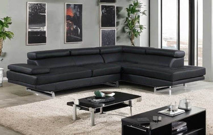 Black Leather L Shaped Two Piece Corner Sectional - Loft&Timber