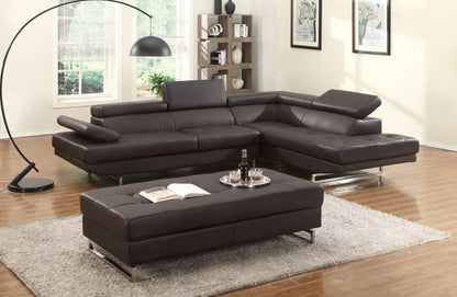 Brown Leather L Shaped Two Piece Corner Sectional - Loft&Timber