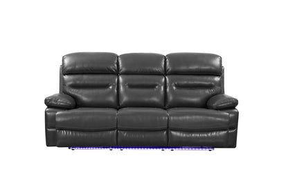 89" Gray Faux Leather USB Sofa With Black Legs-1