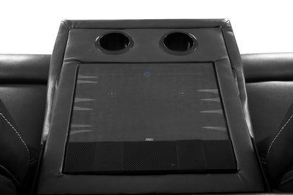 89" Gray Faux Leather USB Sofa With Black Legs-4