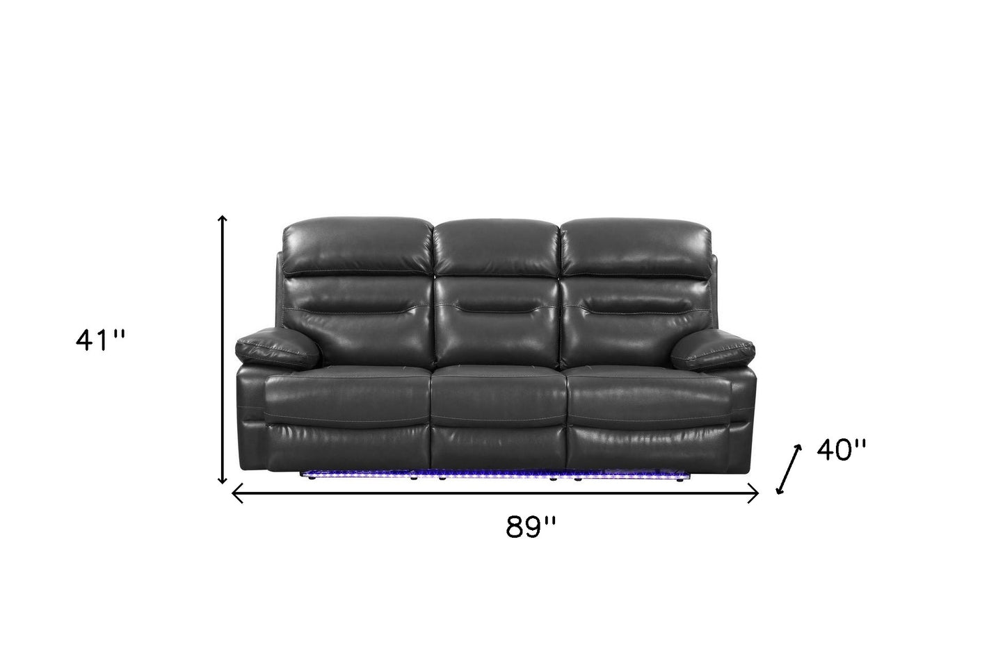89" Gray Faux Leather USB Sofa With Black Legs-7