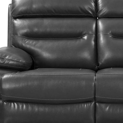 89" Gray Faux Leather USB Sofa With Black Legs-5