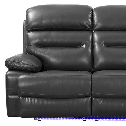 89" Gray Faux Leather USB Sofa With Black Legs-6