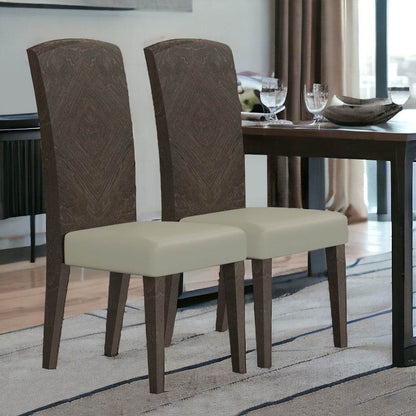 Set of Two Gray And Espresso Upholstered Dining Side Chairs - Loft&Timber
