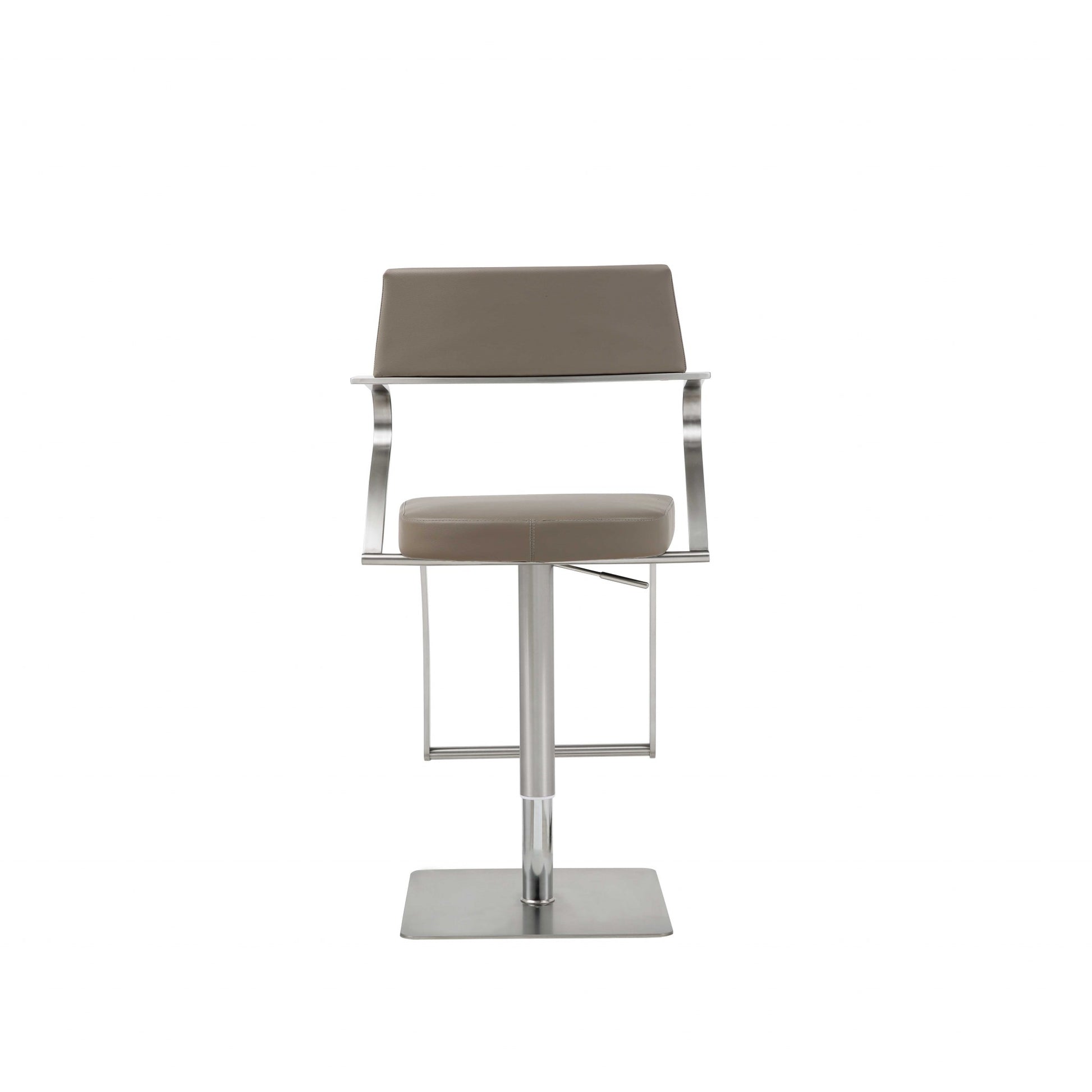 21 " Taupe And Silver Stainless Steel Bar Chair - Loft&Timber