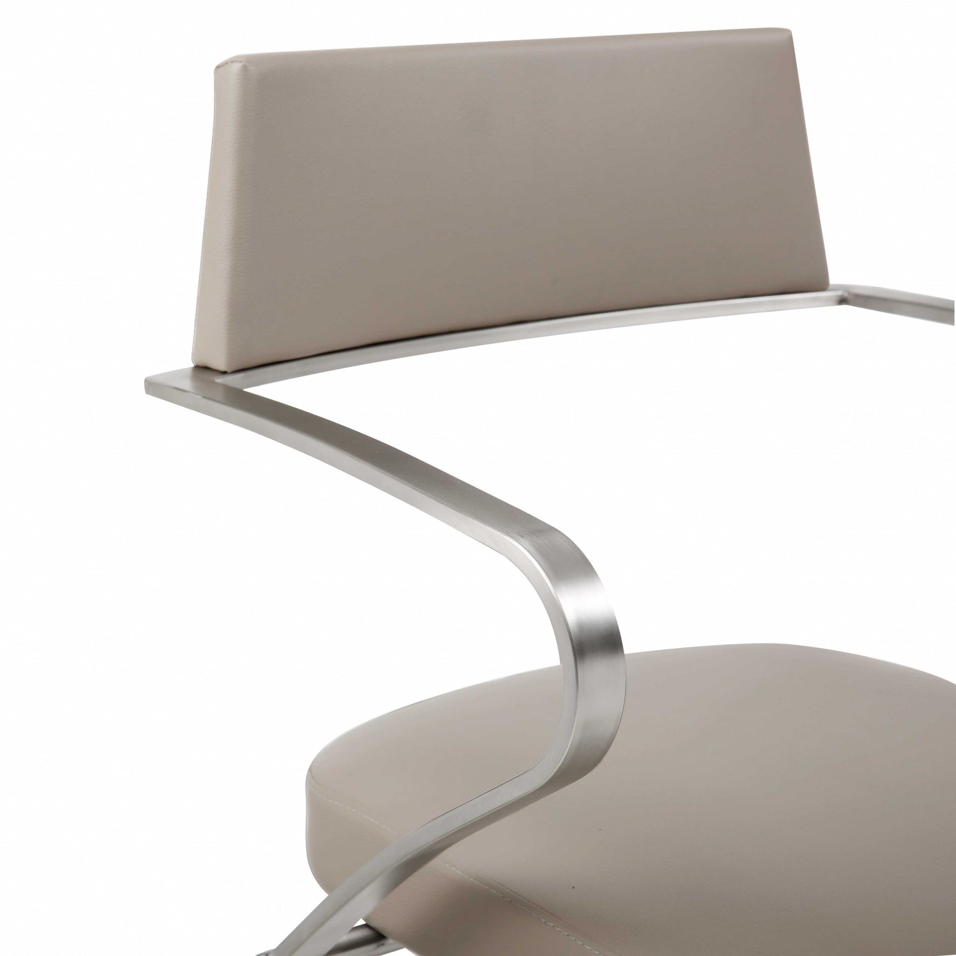 21 " Taupe And Silver Stainless Steel Bar Chair - Loft&Timber