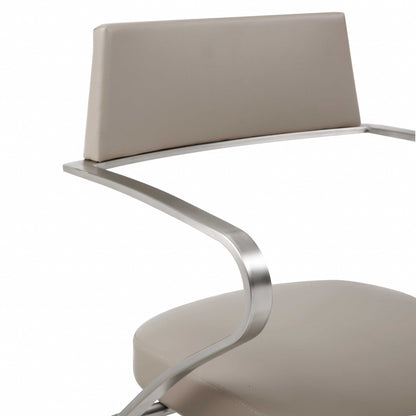 21 " Taupe And Silver Stainless Steel Bar Chair - Loft&Timber