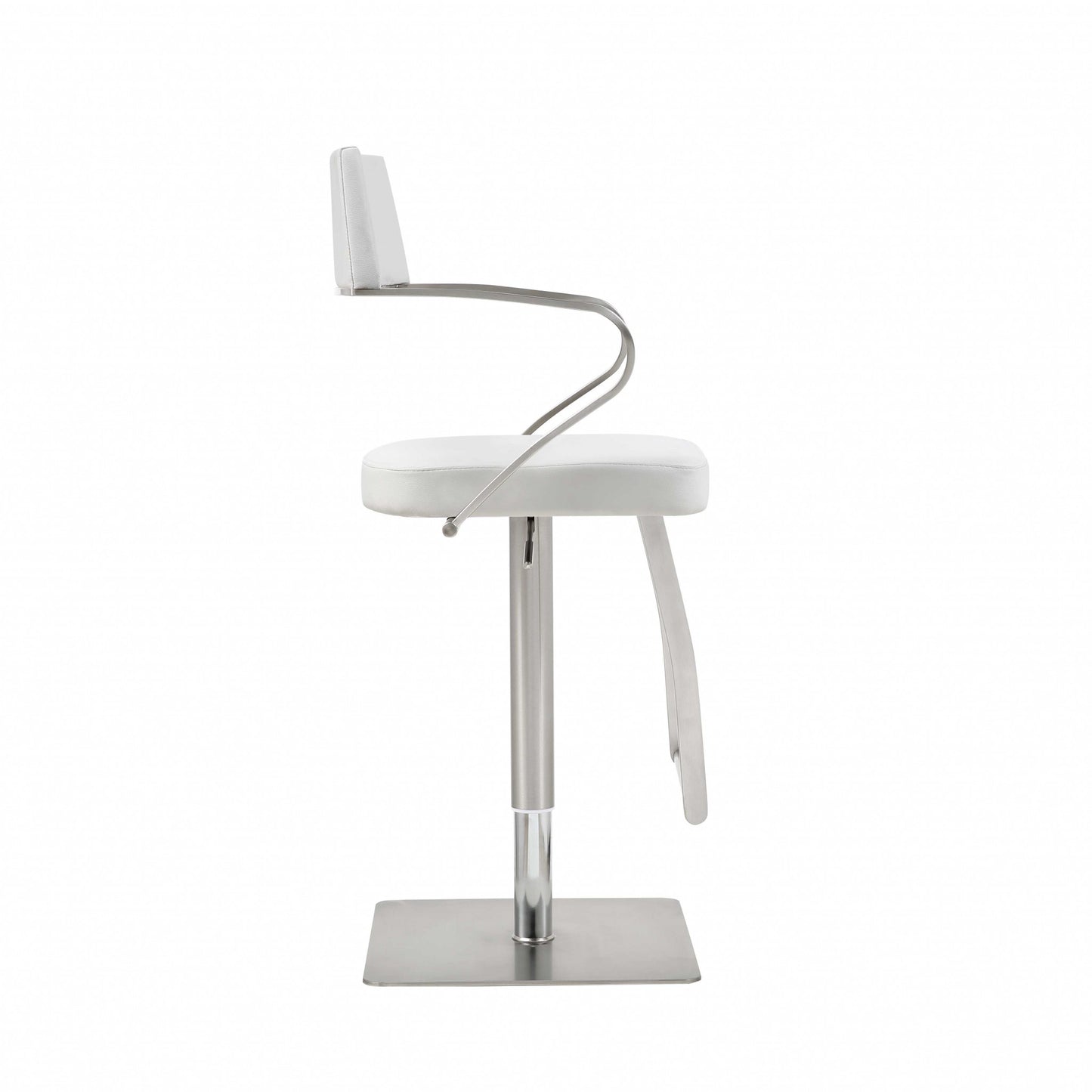 21 " White And Silver Stainless Steel Bar Chair - Loft&Timber