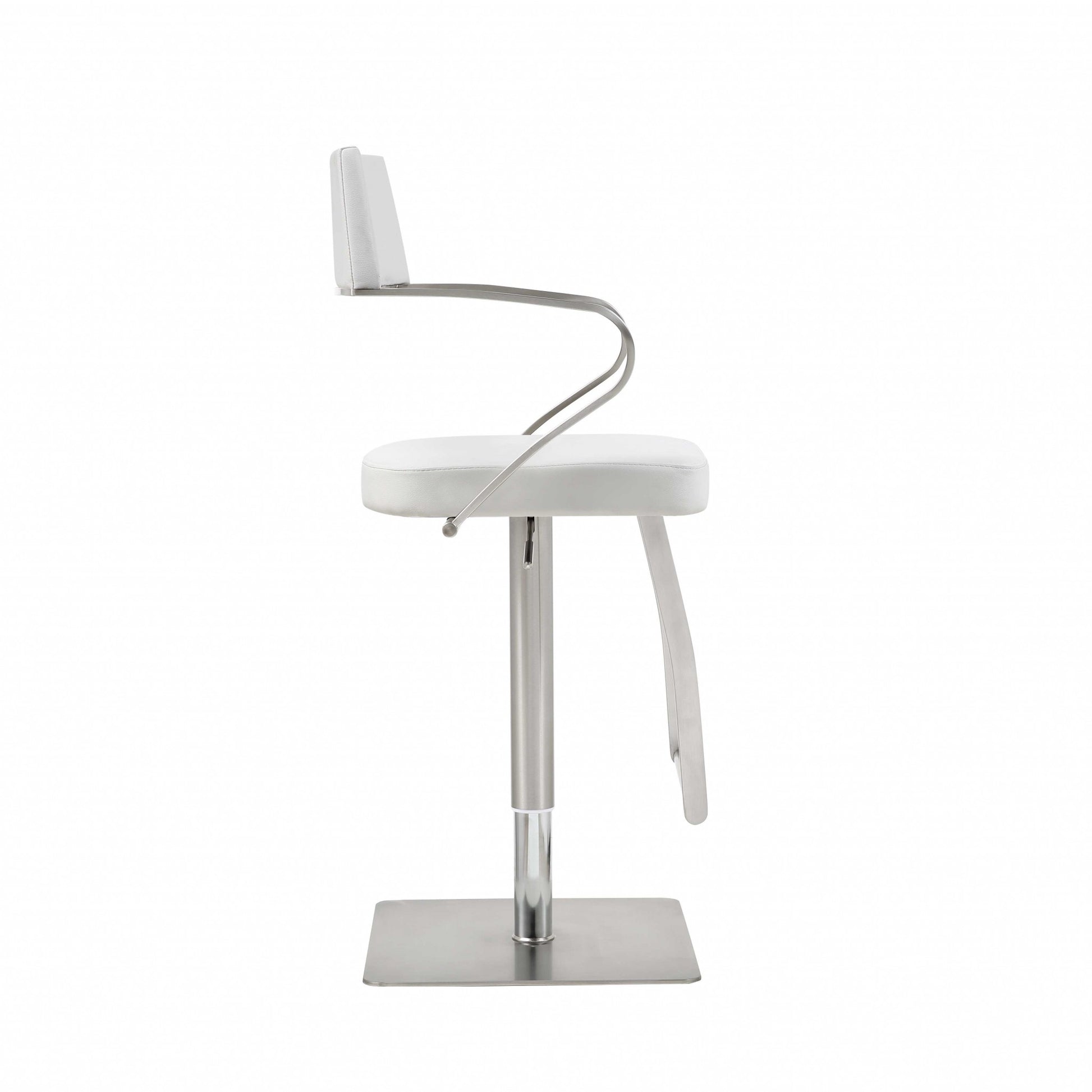 21 " White And Silver Stainless Steel Bar Chair - Loft&Timber
