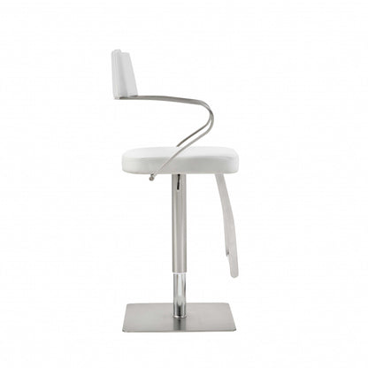 21 " White And Silver Stainless Steel Bar Chair - Loft&Timber