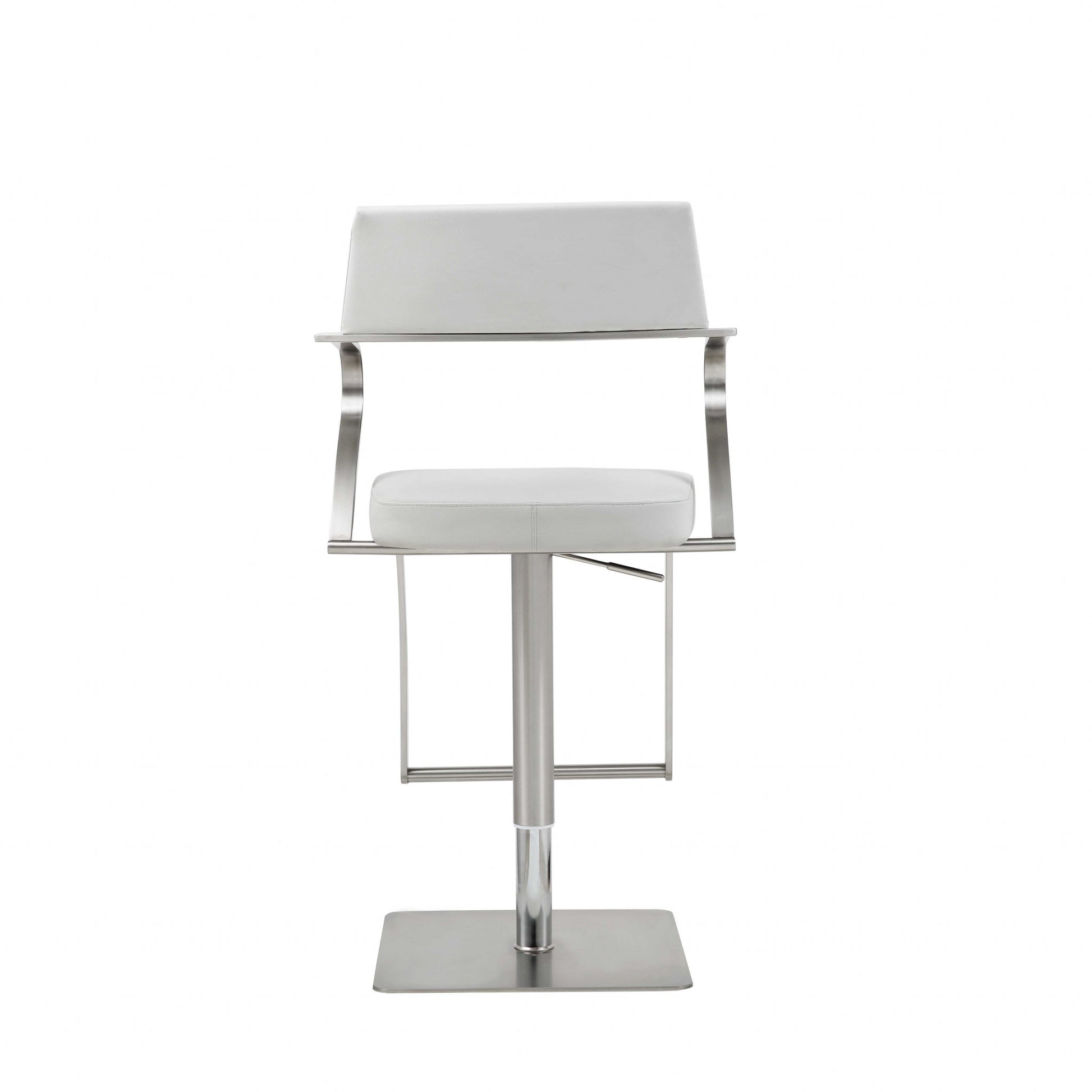 21 " White And Silver Stainless Steel Bar Chair - Loft&Timber