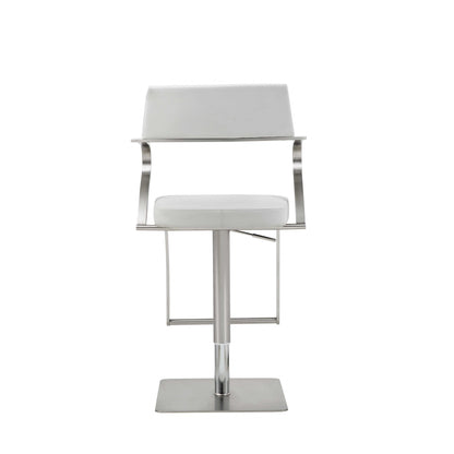 21 " White And Silver Stainless Steel Bar Chair - Loft&Timber