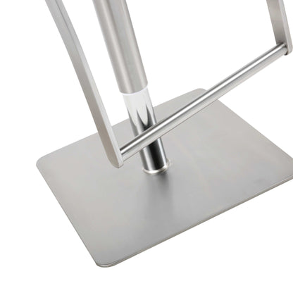 21 " White And Silver Stainless Steel Bar Chair - Loft&Timber