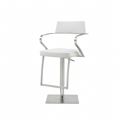 21 " White And Silver Stainless Steel Bar Chair - Loft&Timber