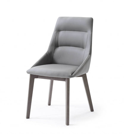 Set of Two Gray Upholstered Faux Leather Dining Side Chairs - Loft&Timber