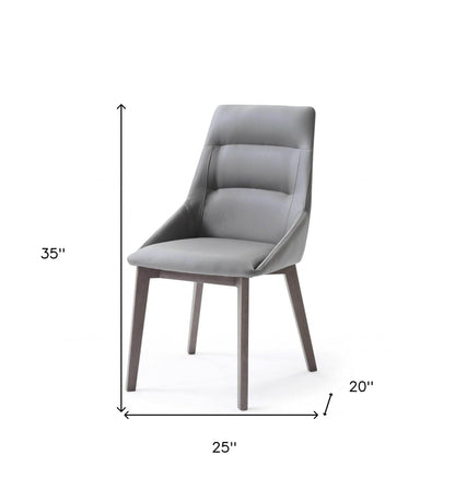 Set of Two Gray Upholstered Faux Leather Dining Side Chairs - Loft&Timber