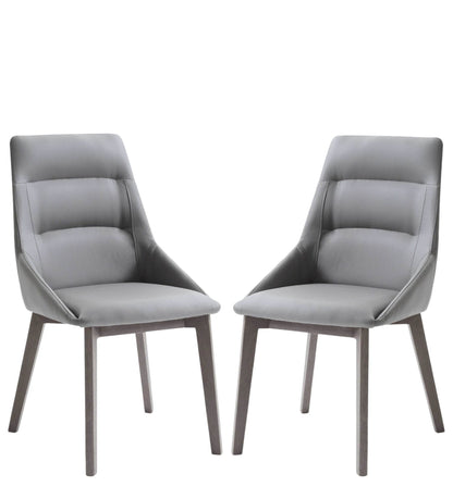 Set of Two Gray Upholstered Faux Leather Dining Side Chairs - Loft&Timber