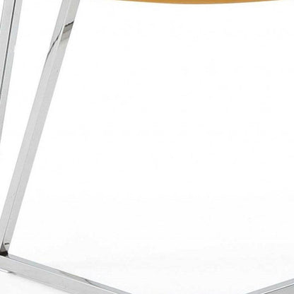 Set of Two Orange and Silver Upholstered Dining Side Chairs - Loft&Timber