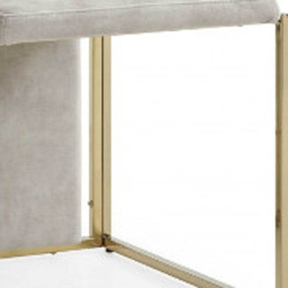 Set of Two Beige and Gold Upholstered Dining Side Chairs - Loft&Timber