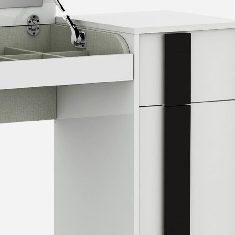 39" White Single Drawer Vanity Chest With Mirror - Loft&Timber