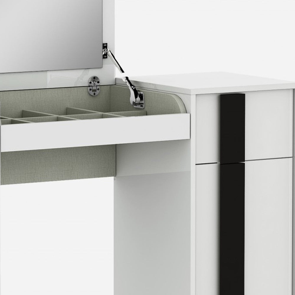 39" White Single Drawer Vanity Chest With Mirror - Loft&Timber