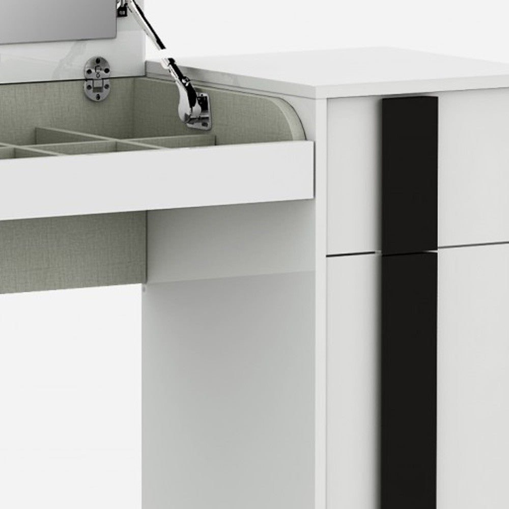 39" White Single Drawer Vanity Chest With Mirror - Loft&Timber