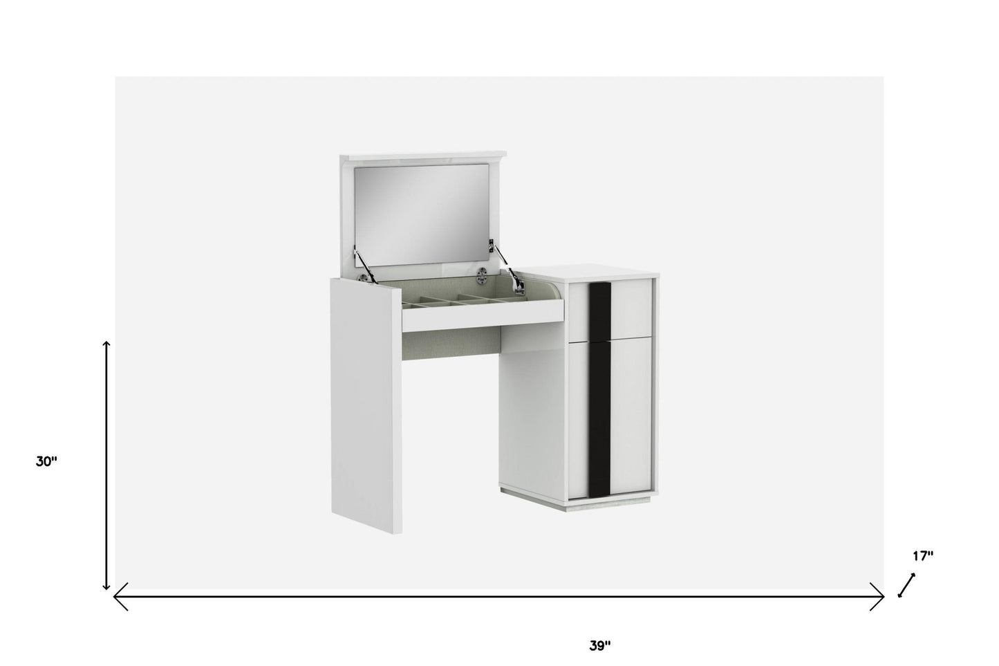 39" White Single Drawer Vanity Chest With Mirror - Loft&Timber