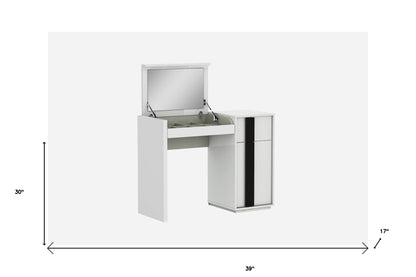 39" White Single Drawer Vanity Chest With Mirror - Loft&Timber