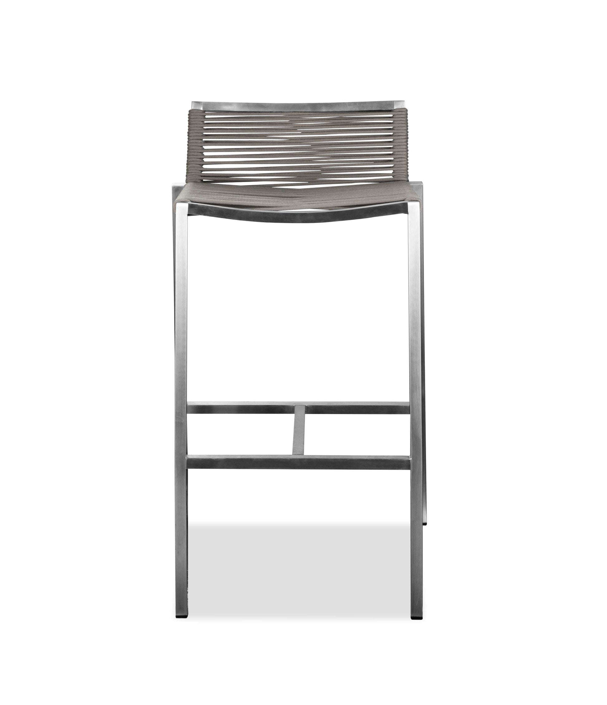 28" Brown And Silver Stainless Steel Low Back Bar Height Bar Chair - Loft&Timber