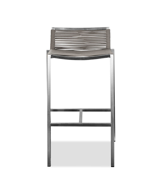 28" Brown And Silver Stainless Steel Low Back Bar Height Bar Chair - Loft&Timber