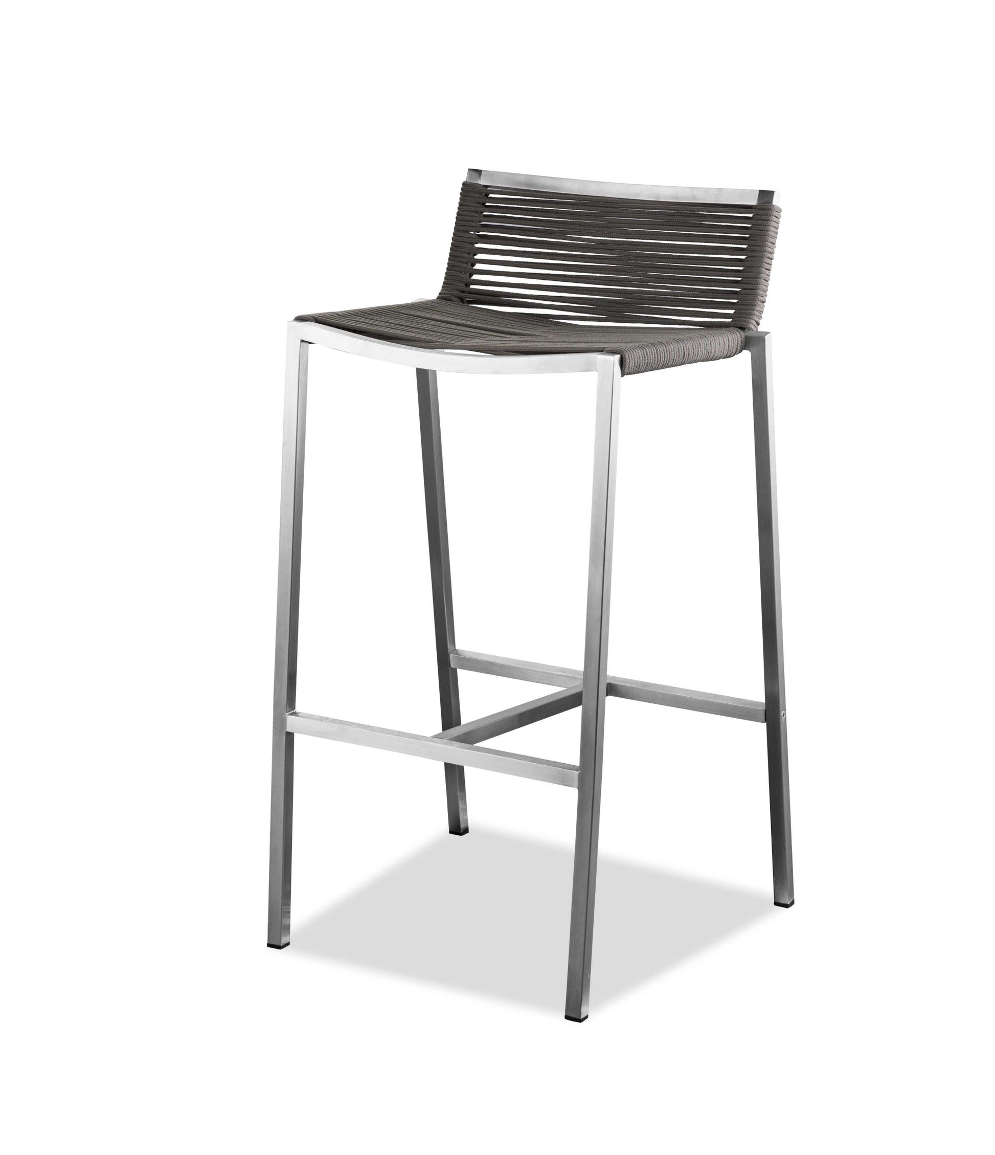 28" Brown And Silver Stainless Steel Low Back Bar Height Bar Chair - Loft&Timber