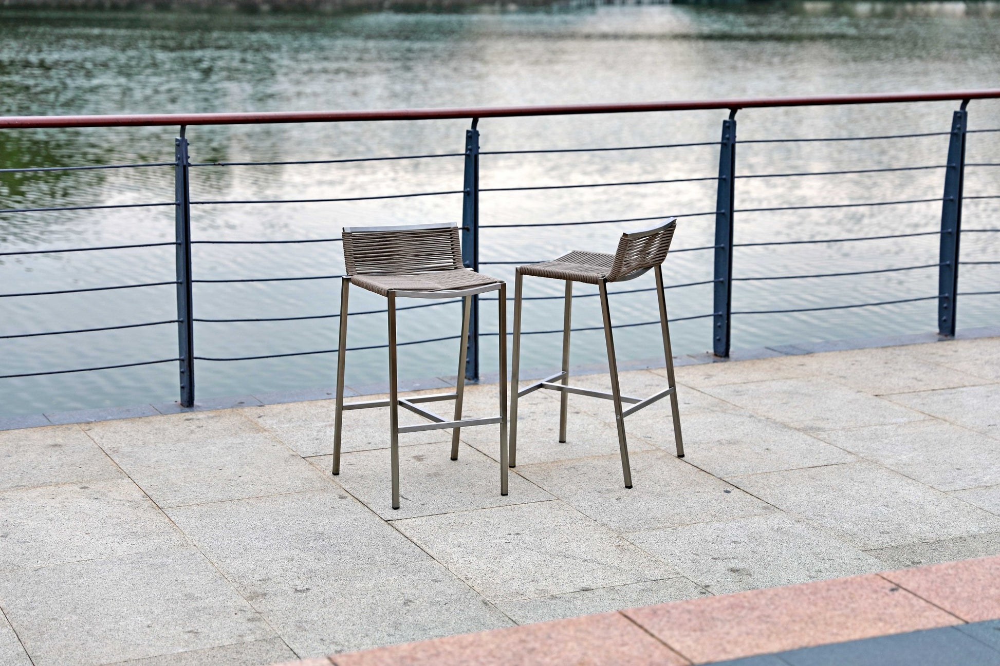 28" Brown And Silver Stainless Steel Low Back Bar Height Bar Chair - Loft&Timber