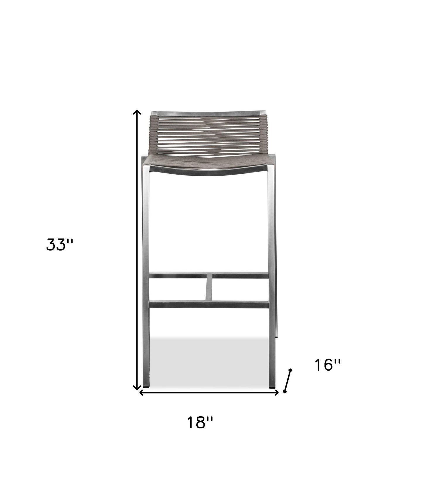 28" Brown And Silver Stainless Steel Low Back Bar Height Bar Chair - Loft&Timber