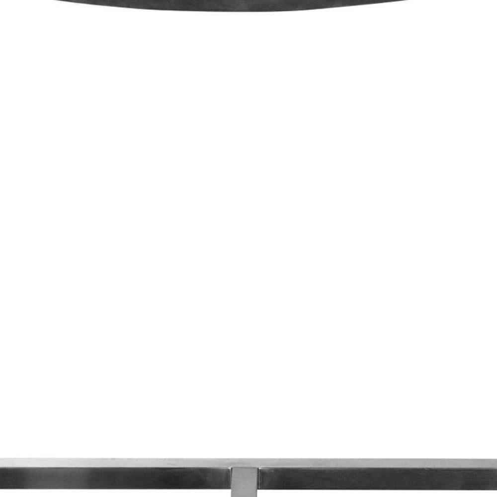 28" Brown And Silver Stainless Steel Low Back Bar Height Bar Chair - Loft&Timber