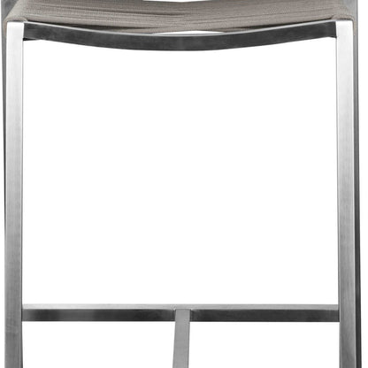 28" Brown And Silver Stainless Steel Low Back Bar Height Bar Chair - Loft&Timber
