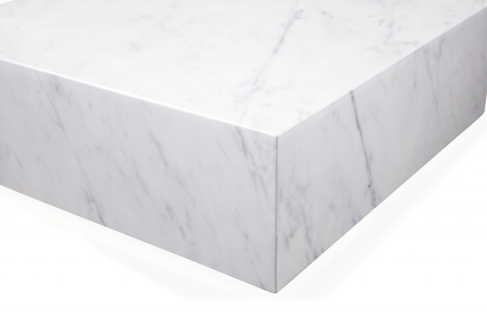 35" White Genuine Marble And Brass Square Coffee Table-5