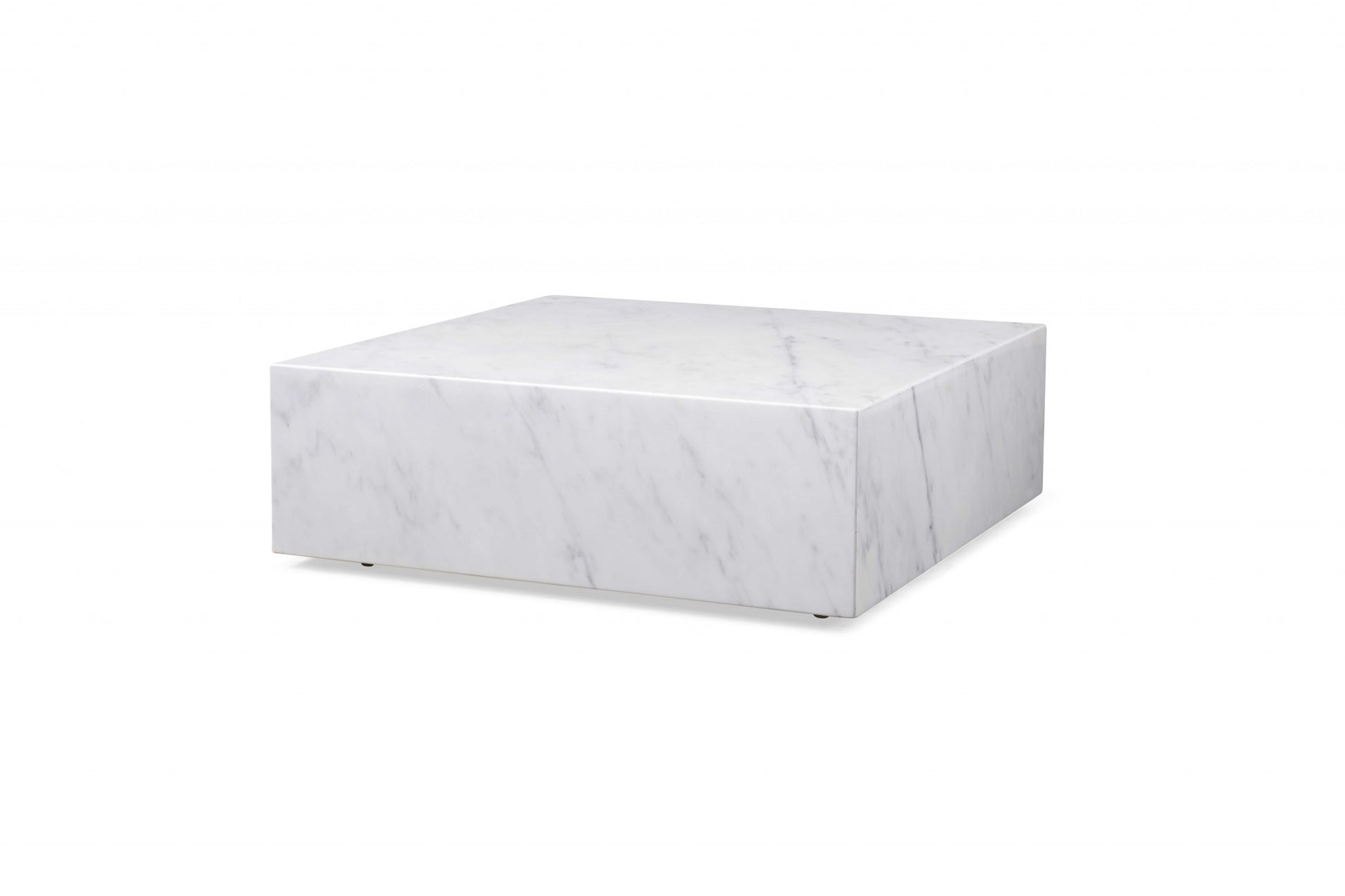 35" White Genuine Marble And Brass Square Coffee Table-2