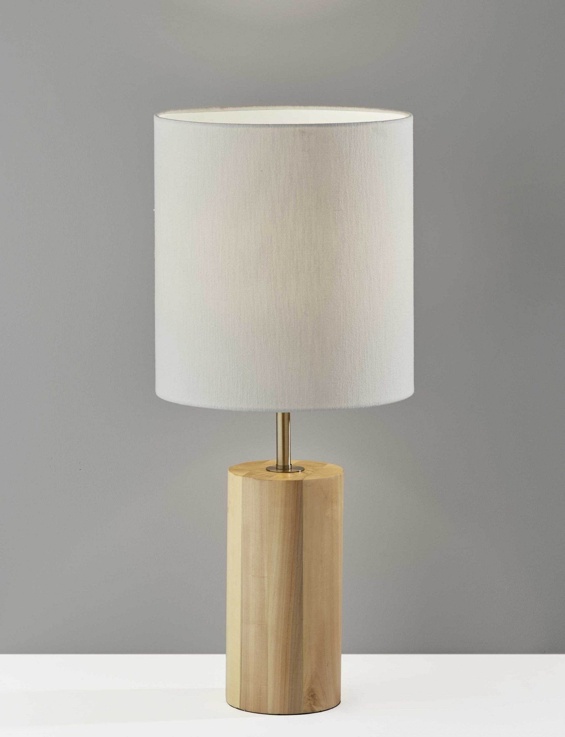 Natural Wood Circular Block Table Lamp - Loft&Timber