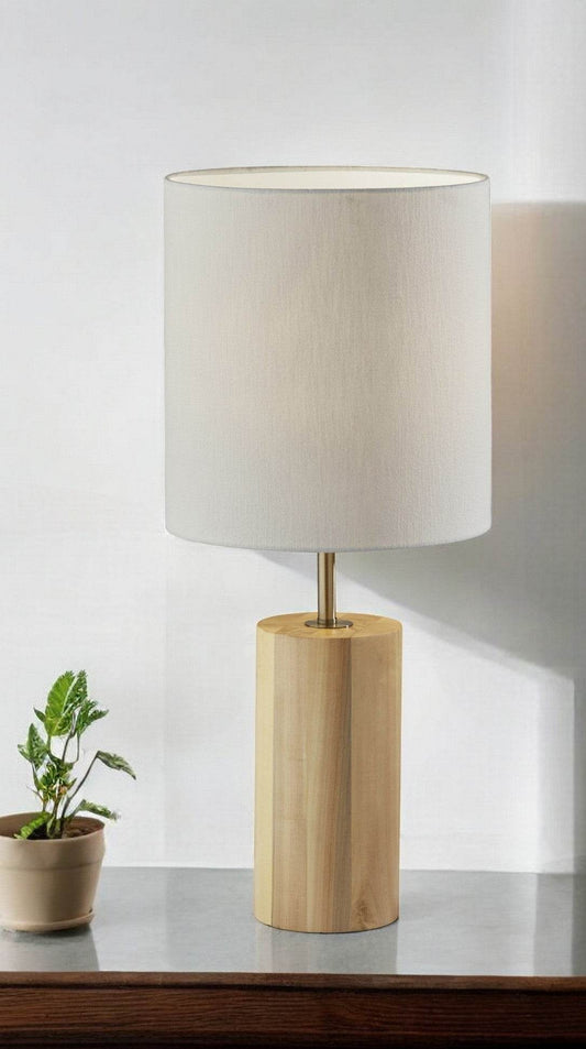 Natural Wood Circular Block Table Lamp - Loft&Timber