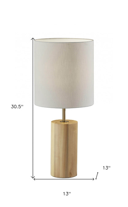 Natural Wood Circular Block Table Lamp - Loft&Timber